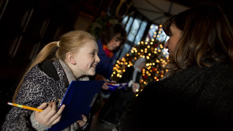 Family visitors at Speke Hall, Liverpool, at Christmas.